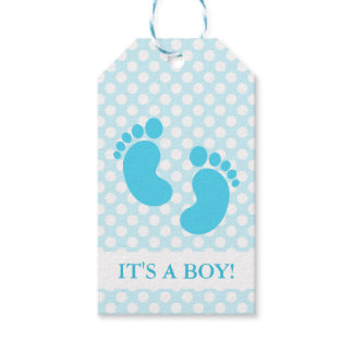 Blue Baby Footprints Baby Shower Gift Tags