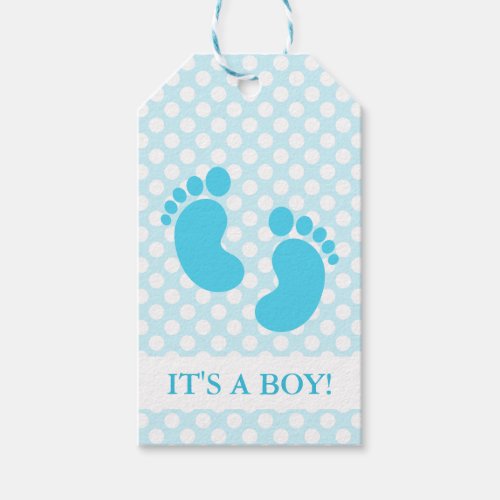 Blue Baby Footprints Baby Shower Gift Tags