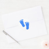 Blue Baby Footprints Classic Round Sticker | Zazzle