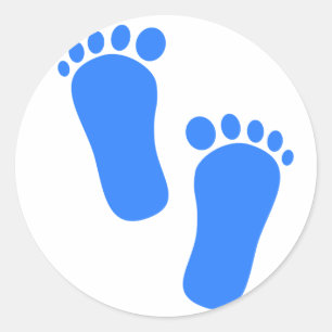 Blue Baby Footprints Classic Round Sticker