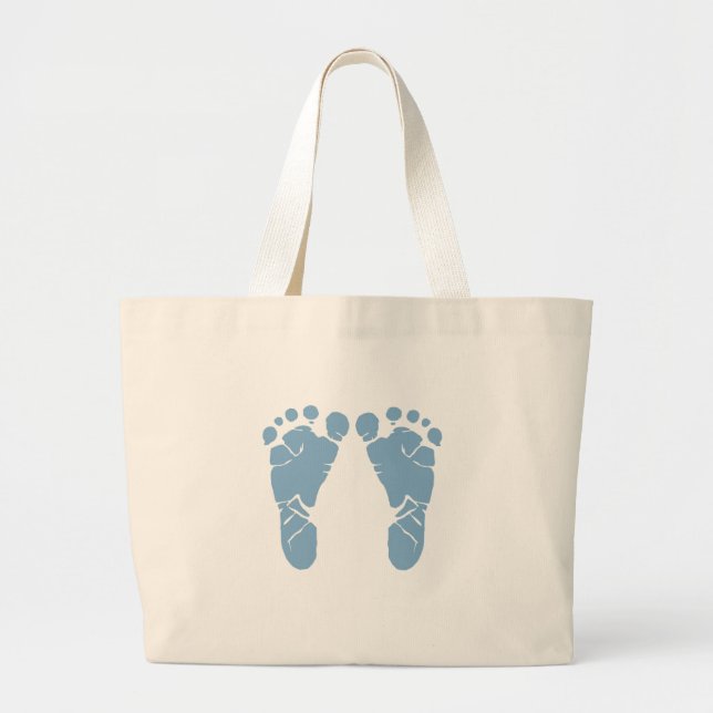 Blue baby footprints large tote bag (Front)