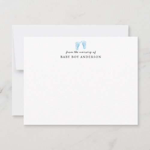 Blue Baby Footprints New Mom Dad From the Nursery Note Card