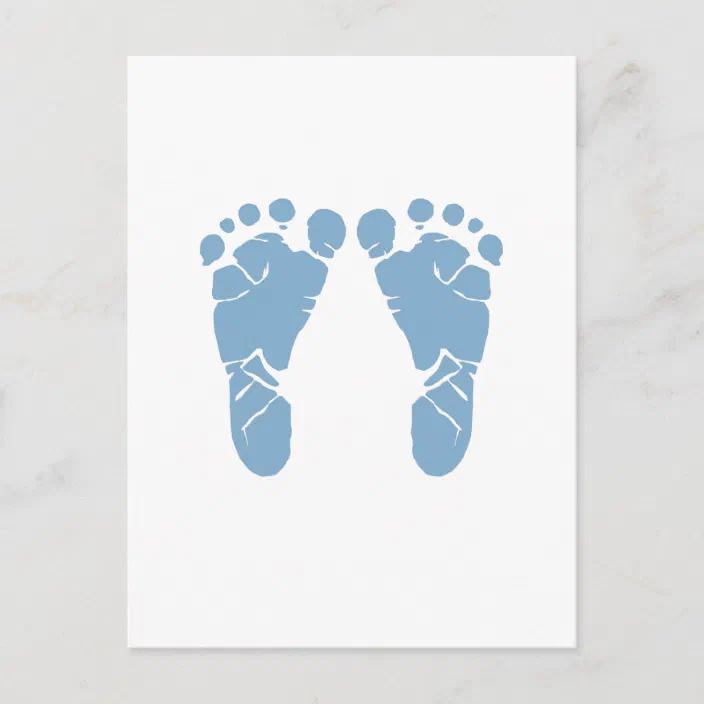 Blue Baby Footprints Postcard Zazzle Com