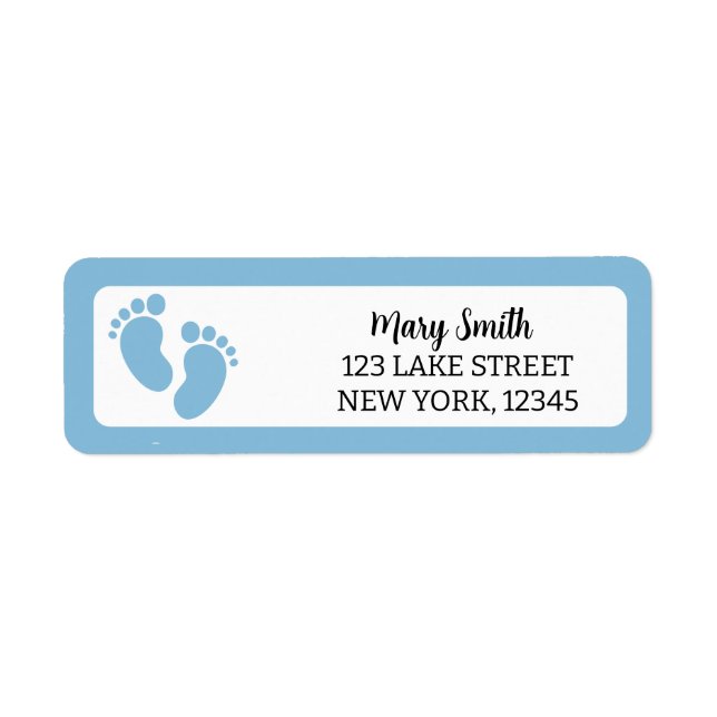 BLUE BABY FOOTPRINTS Return Address Label (Front)