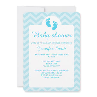 Blue Baby Footprints Silhouette Baby Shower Invitation