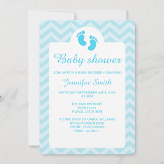 Blue Baby Footprints Silhouette Baby Shower Invitation