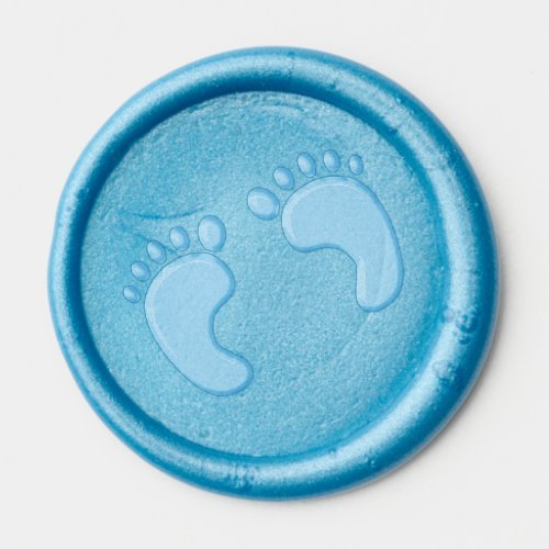 Blue Baby Footprints Wax Seal Sticker