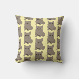 Blue Baby French Bulldog, yellow Throw Pillow