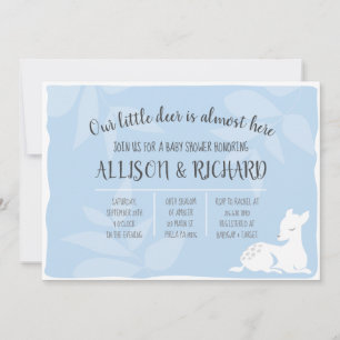 BLUE Baby Garden Deer Dear Baby Shower Invite