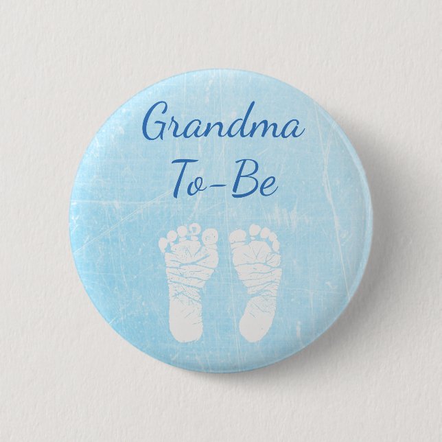 Blue Baby  Grandma to be Baby Shower Button (Front)