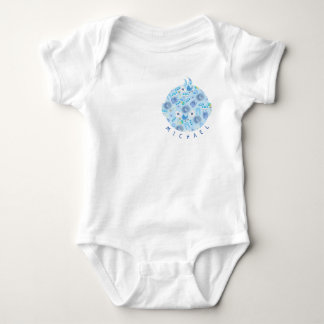 Blue Baby Head Pattern Baby Boy Baby Bodysuit
