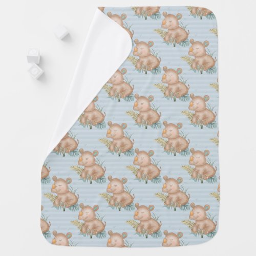 Blue Baby Hippo Baby Blanket