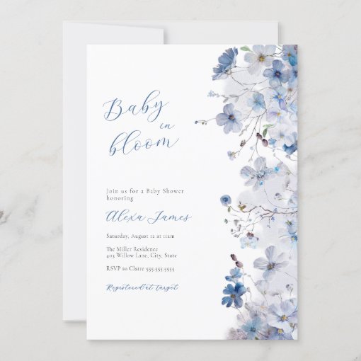 Blue Baby in Bloom Baby Shower Invitation Zazzle