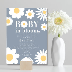 Blue Baby In Bloom Baby Shower Invitation