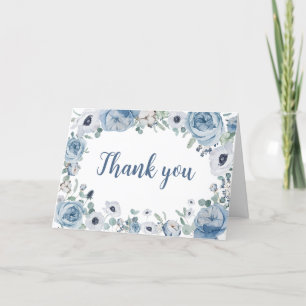 Blue Baby in Bloom Baby Shower Letterpress Thank You Card