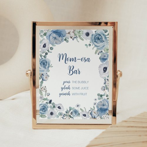 Blue Baby in Bloom Baby Shower Mom Osa Bar Poster