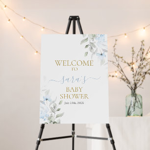 Blue Baby in Bloom Baby Shower Welcome sign