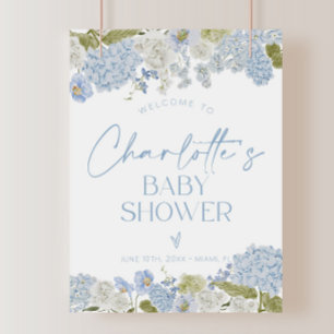 Blue Baby in Bloom Baby Shower Welcome Sign, Blue  Foam Board