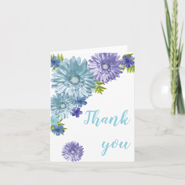 Blue Baby In Bloom Blank Inside Thank You Notes (Front)
