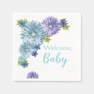 Blue Baby In Bloom Brunch Shower Napkins