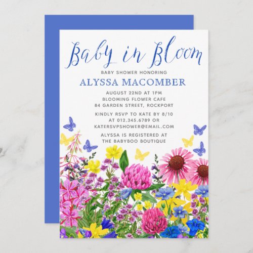 Blue Baby in Bloom Floral Baby Shower Invitation