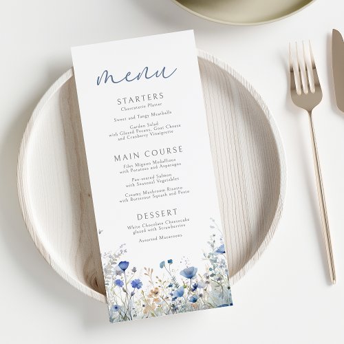 Blue Baby In Bloom Floral Wildflower Baby Shower Menu