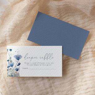Blue Baby In Bloom Floral Wildflower Diaper Raffle Enclosure Card