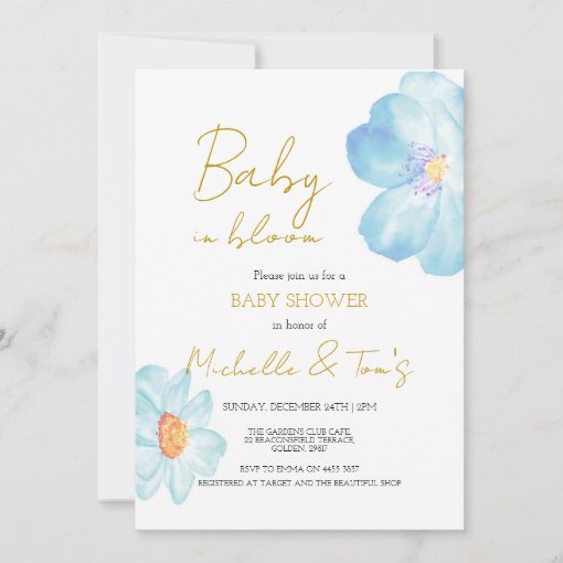 Blue Baby in Bloom Invitation Zazzle