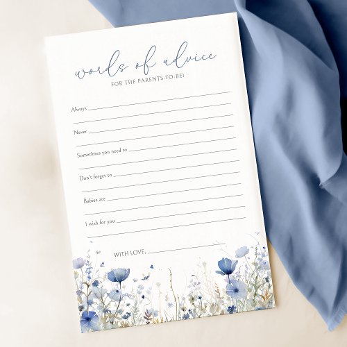 Blue Baby In Bloom Wildflower Baby Advice Card