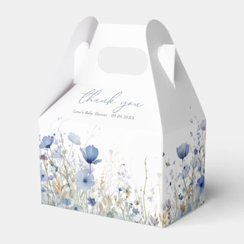 Blue Baby In Bloom Wildflower Baby Shower Gable Favor Boxes