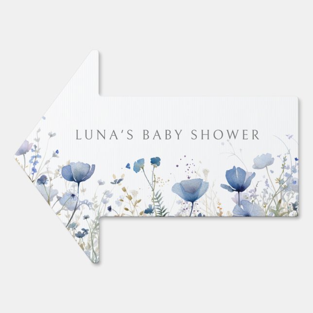 Blue Baby In Bloom Wildflower Shower Yard Sign (Front)