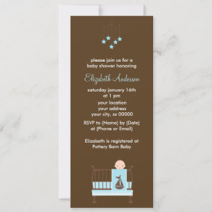 Blue Baby in Crib Boy Baby Shower Invitation