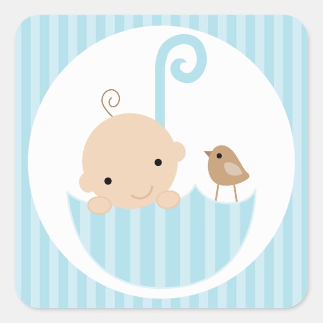 Blue Baby in Umbrella Square Sticker (Front)