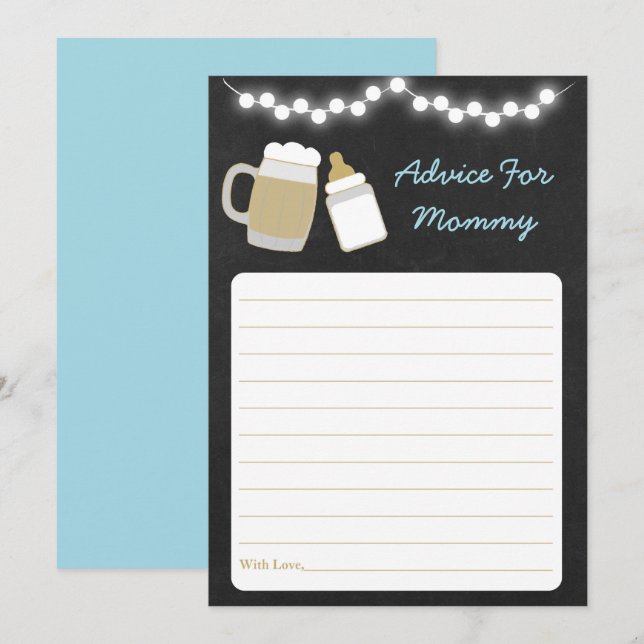 Blue Baby Is Brewing Baby Shower Advice Invitation (Front/Back)
