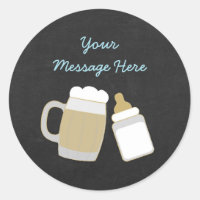 Blue Baby Is Brewing Baby Shower Classic Round Sticker