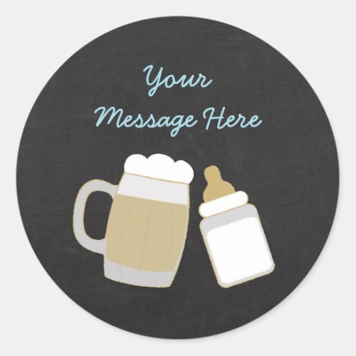 Blue Baby Is Brewing Baby Shower Classic Round Sticker