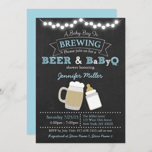Blue Baby Is Brewing Baby Shower Invitation