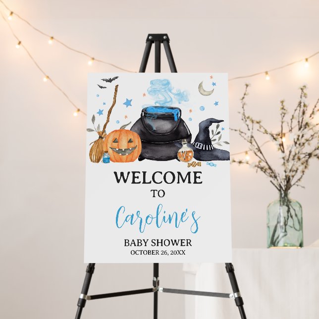 Blue Baby is Brewing Cute Halloween Welcome Sign (In Situ (Stand))