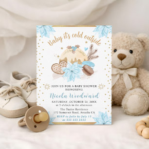 Blue Baby It’s Cold Outside Baby Shower Invitation