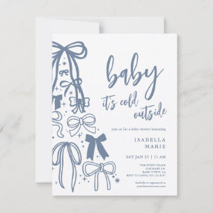 Blue Baby Its Cold Outside Baby Shower Invitation