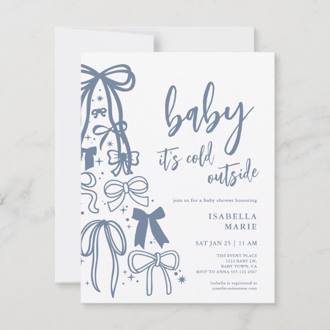 Blue Baby Its Cold Outside Baby Shower Invitation (Front)
