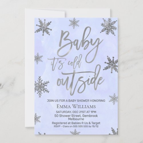 Blue baby its cold outside Baby Shower Invitation