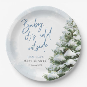 Blue Baby It's Cold Outside Baby Shower Paper Plates