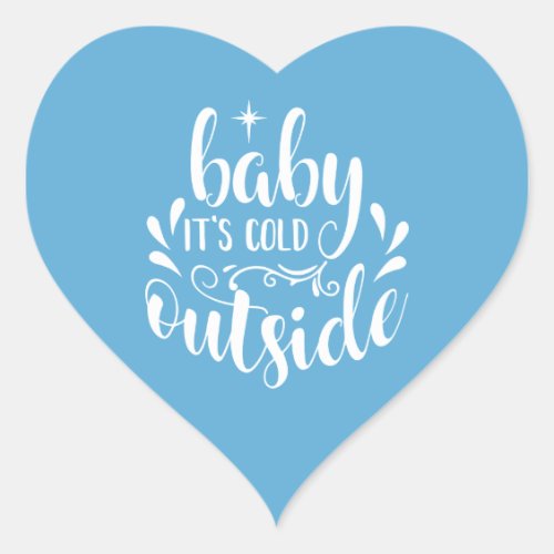 Blue Baby Its Cold Outside Baby ShowerSprinkle Heart Sticker
