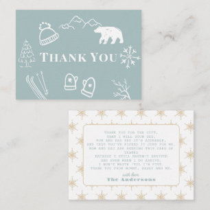 Blue Baby It's Cold Outside Baby Shower Thank You Note Card