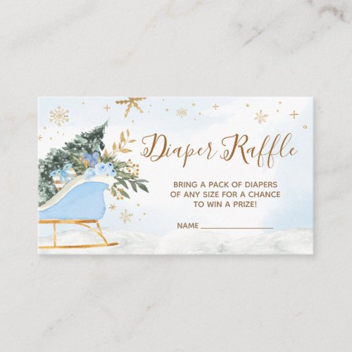 Blue Baby Its Cold Outside Diaper Raffle Enclosure Card