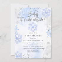 Blue Baby its Cold Outside Winter Baby Shower Invitation