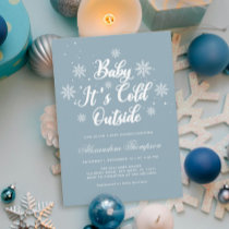 Blue Baby It's Cold Outside Winter Baby Shower Invitation