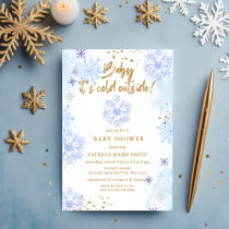 Blue Baby its Cold Outside Winter Baby Shower Invitation