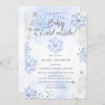 Blue Baby its Cold Outside Winter Baby Shower Invitation